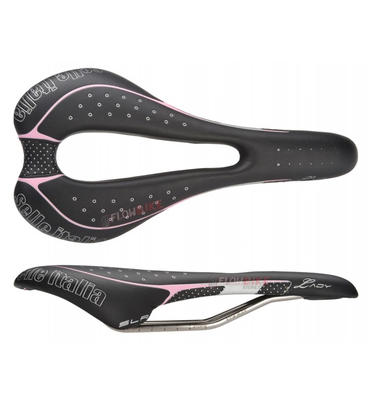 Sillin Selle Italia SLR Gel Flow Lady Cuero Negro